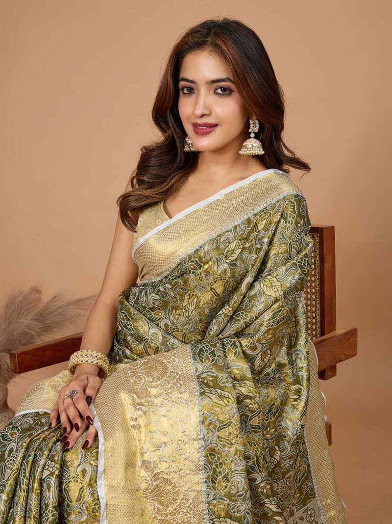 Green Color Beige Saree - Image 3