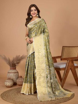 Green Color Beige Saree