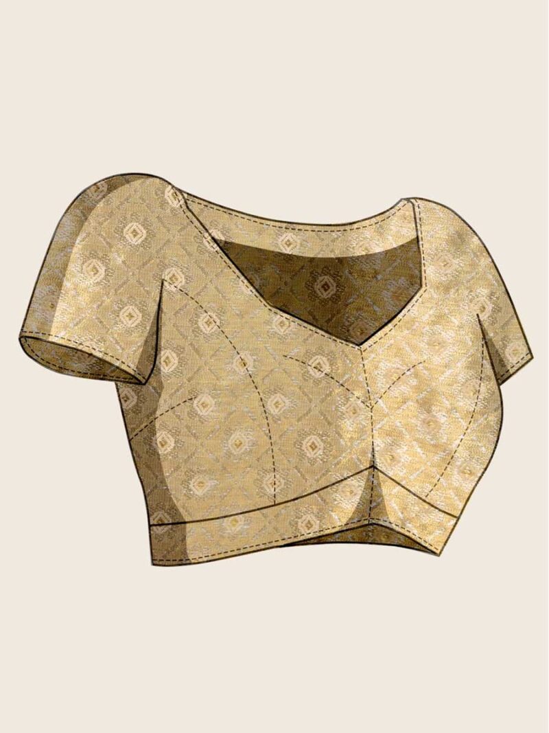 Green Color Beige Saree - Image 4
