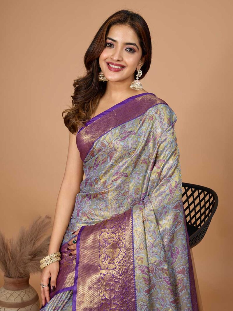 Grey Color Purple Saree - Image 3