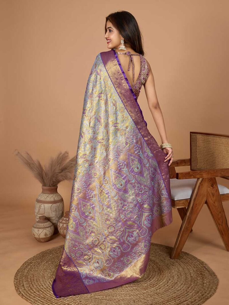 Grey Color Purple Saree - Image 2