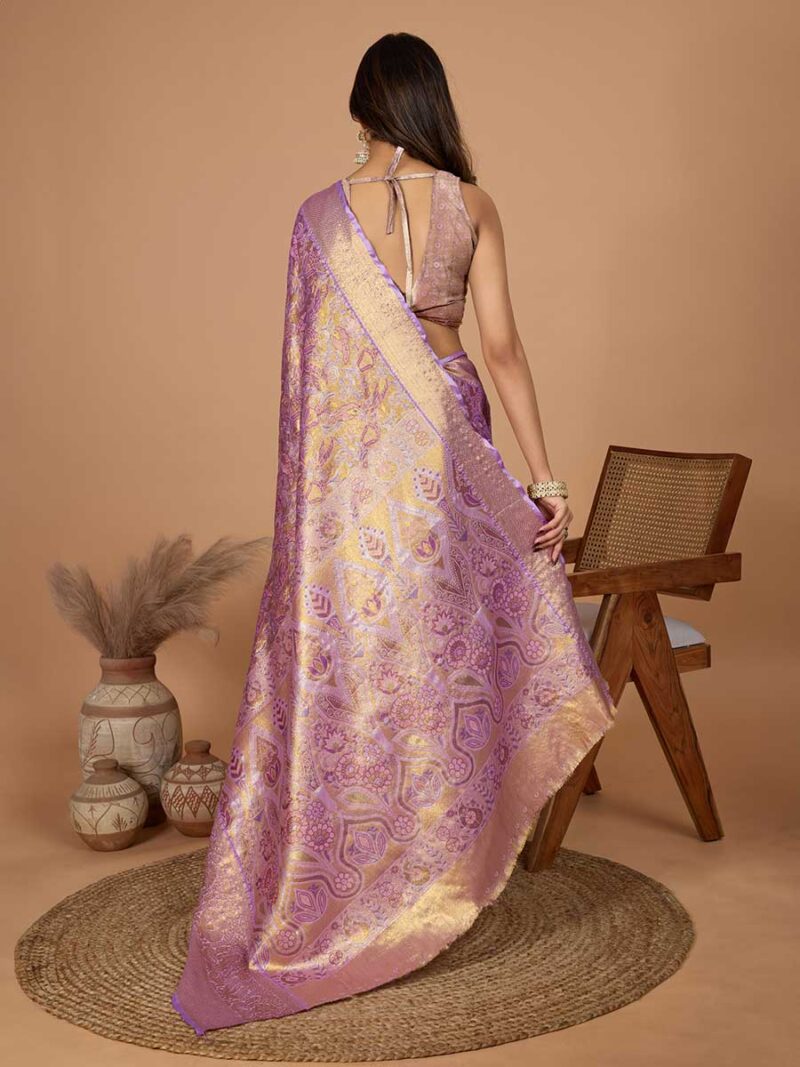 Purple Color Pink Saree - Image 2