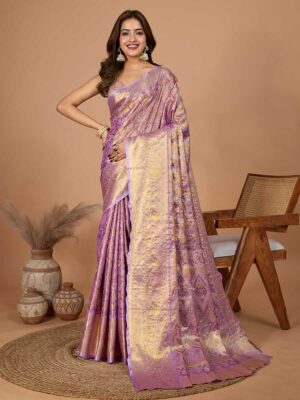 Purple Color Pink Saree