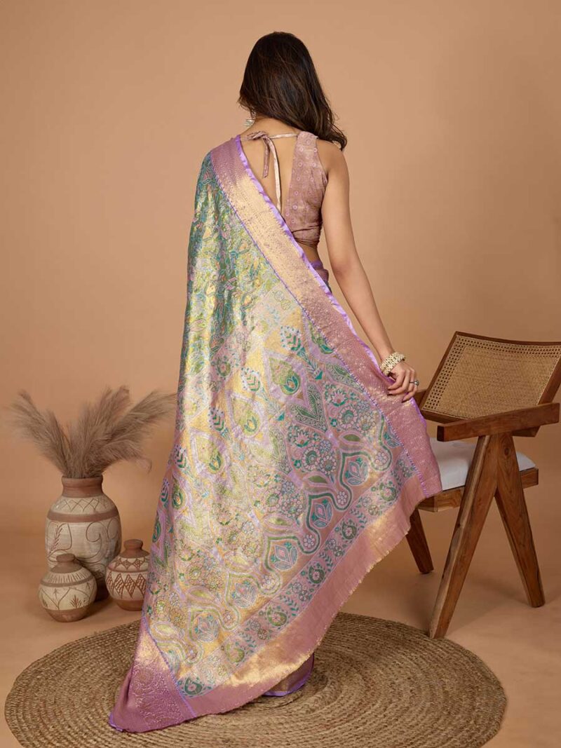 Green Color Pink Saree - Image 2