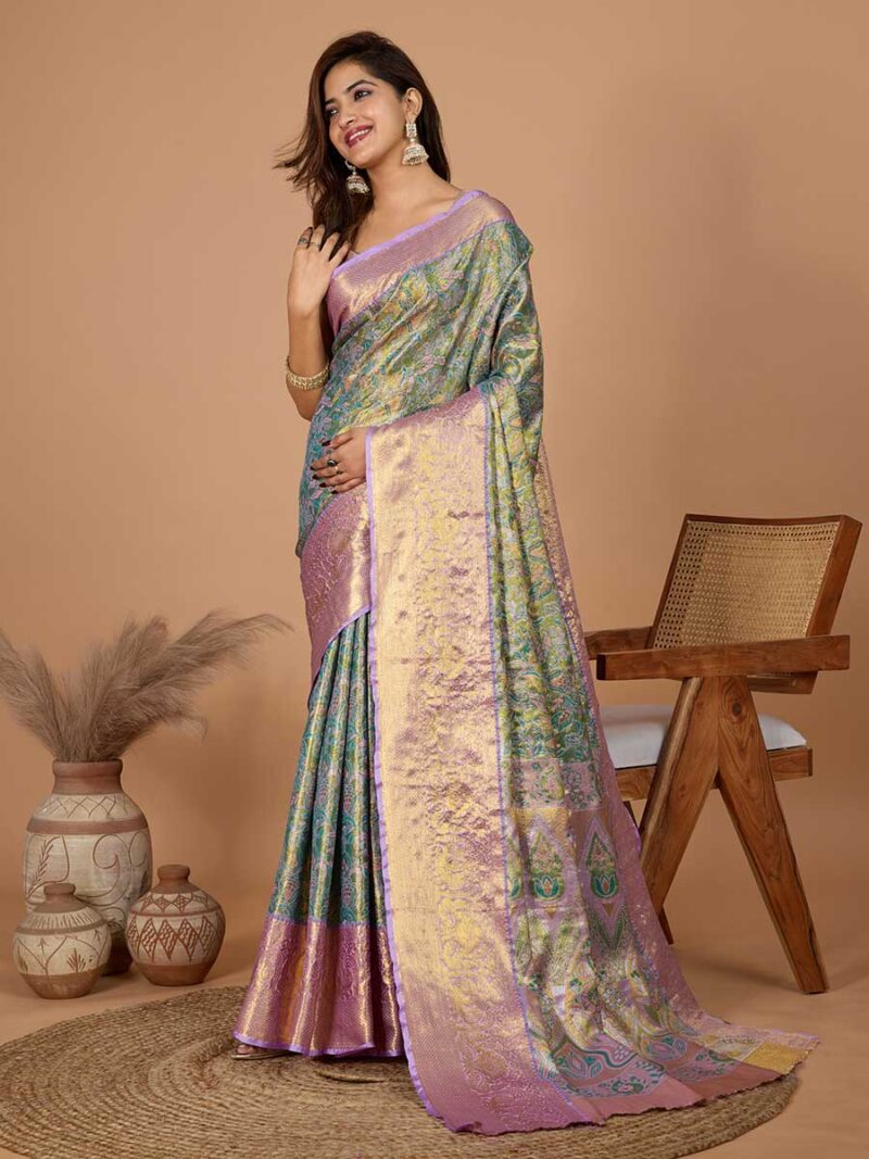 Green Color Pink Saree