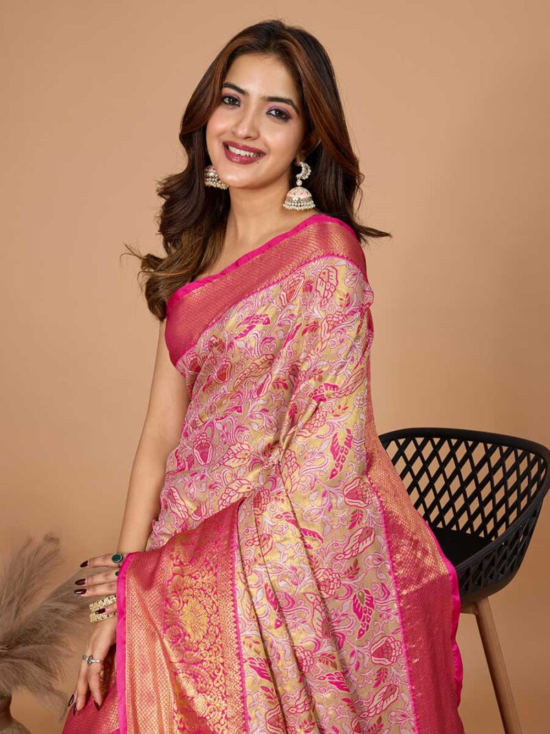 Pink Color Red Saree - Image 3