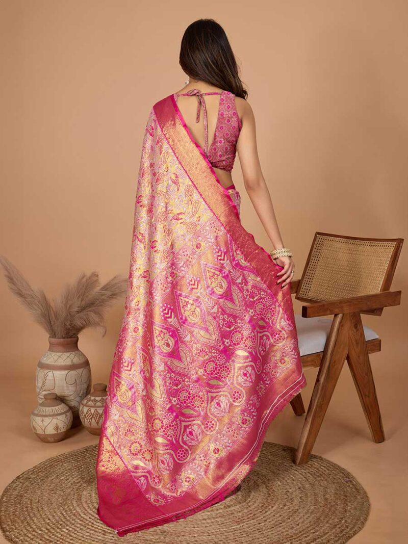Pink Color Red Saree - Image 2