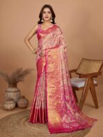 Pink Color Red Saree