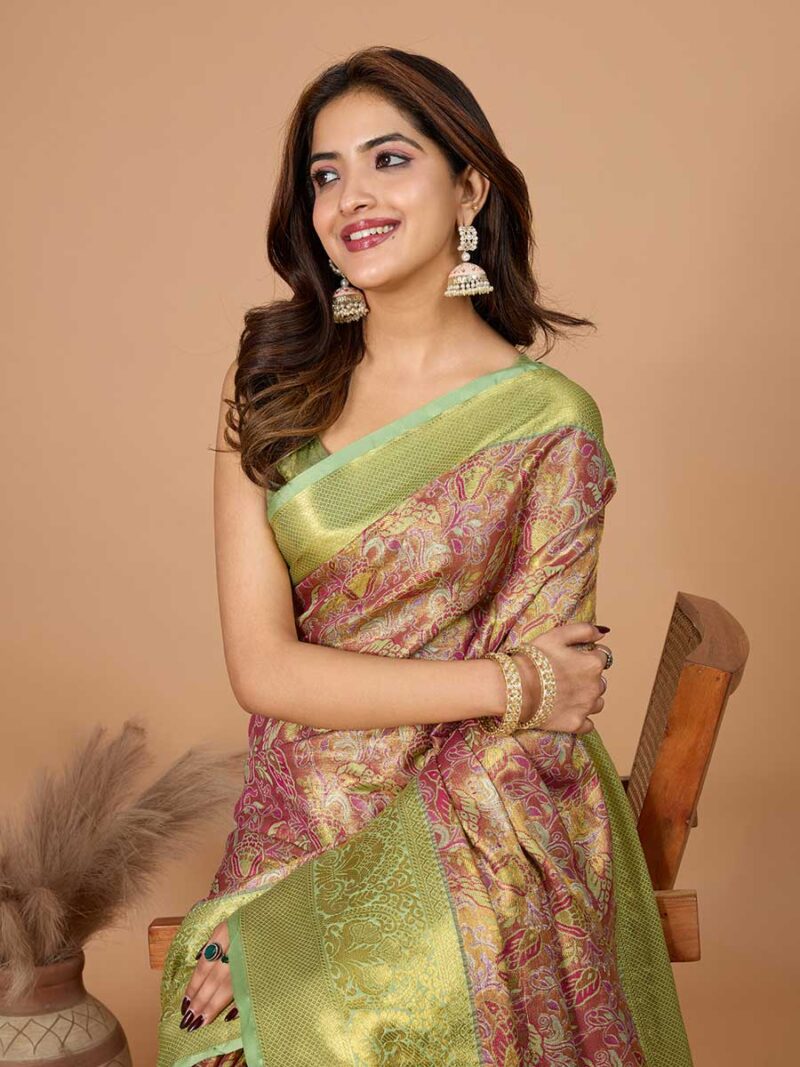 Beige Color Green Saree - Image 3