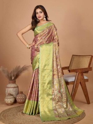 Beige Color Green Saree