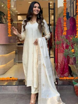 Off White Color Readymade Salwar Suit