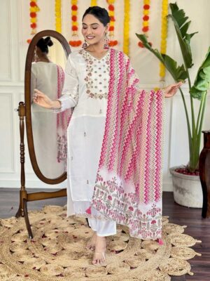 White Color Readymade Salwar Suit