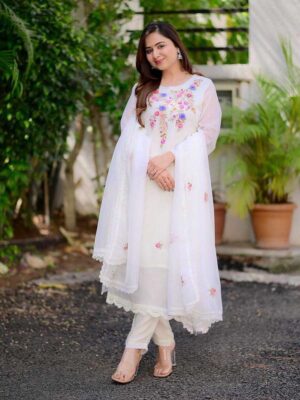 White Color Readymade Salwar Suit