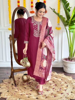 Burgundy Color Readymade Salwar Suit