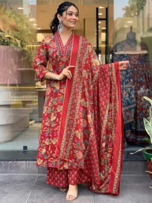 Red Color Readymade Salwar Suit