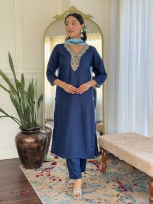 Petrol Color Readymade Salwar Suit