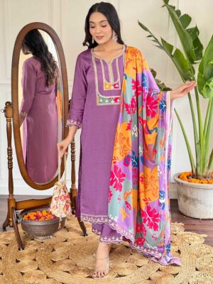 Lavender Color Readymade Salwar Suit
