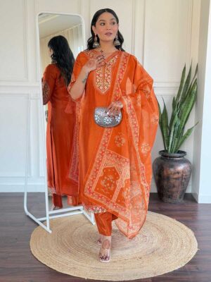 Orange Color Readymade Salwar Suit