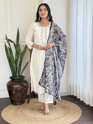 White Color Readymade Salwar Suit