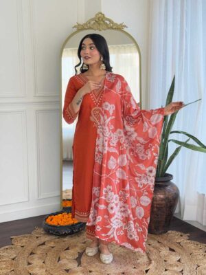 Orange Color Readymade Salwar Suit