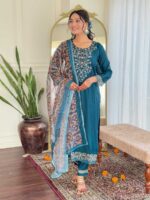 Teal Blue Color Readymade Salwar Suit