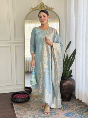 Grey Color Readymade Salwar Suit