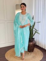 Sky Blue Color Readymade Salwar Suit