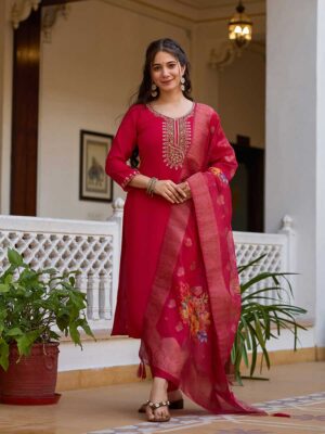 Red Color Readymade Salwar Suit