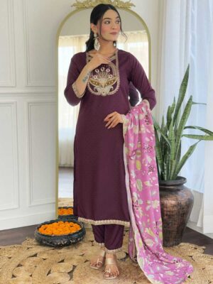 Wine Color Readymade Salwar Suit