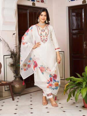 Off White Color Readymade Salwar Suit