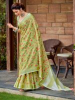 Pista Color Linen  Saree