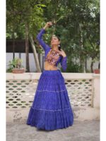 Blue Color Faux Georgette Lehenga Choli