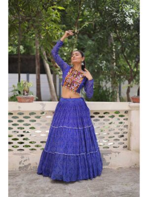 Blue Color Faux Georgette Lehenga Choli