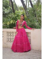 Pink Color Faux Georgette Lehenga Choli