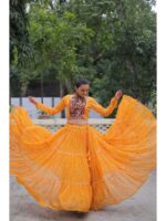 Yellow Color Faux Georgette Lehenga Choli
