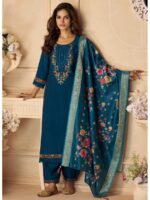 Teal Blue Color Readymade Salwar Suit