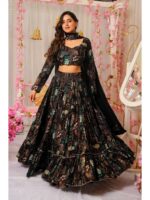 Black Color Air Tex Chinon Lehenga Choli
