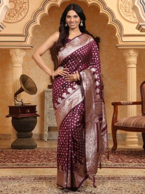 Purple Color Banarasi Silk Saree