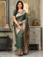 Dark Green Color Banarasi Silk Saree
