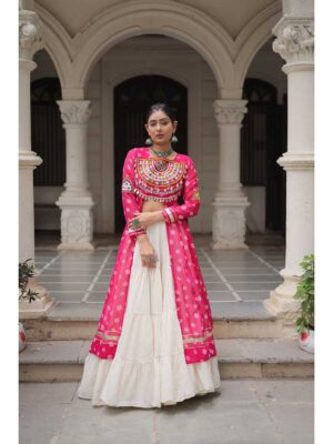 Cream Color Kora Cotton Lehenga Choli
