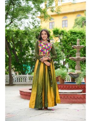 Green Color Chinon Lehenga Choli