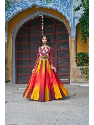 Maroon Color Chinon Lehenga Choli
