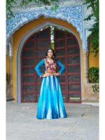 Blue Color Chinon Lehenga Choli
