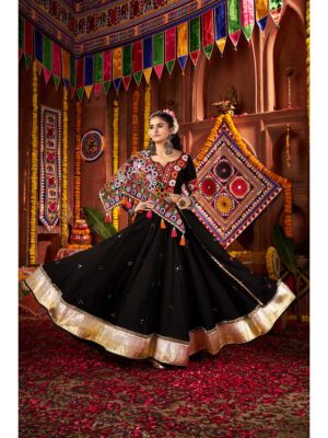 Black Color Viscose Cotton Lehenga Choli