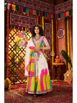 White Color Gajji Silk Lehenga Choli