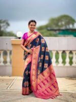 Morpich Color Banarasi Silk Saree