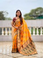 Mustard Color Banarasi Silk Saree