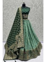 Sea Green Color Satin Georgette Lehenga Choli