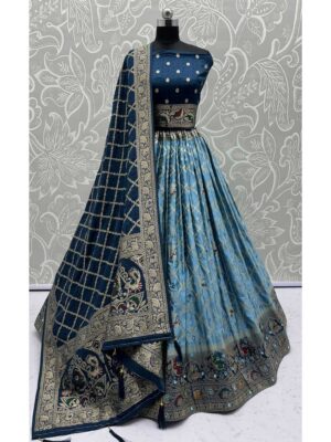 Blue Color Satin Georgette Lehenga Choli