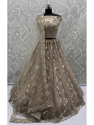 Golden Color Net Lehenga Choli